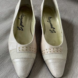 Vintage Margaret J Cream Patchwork Low Heels
